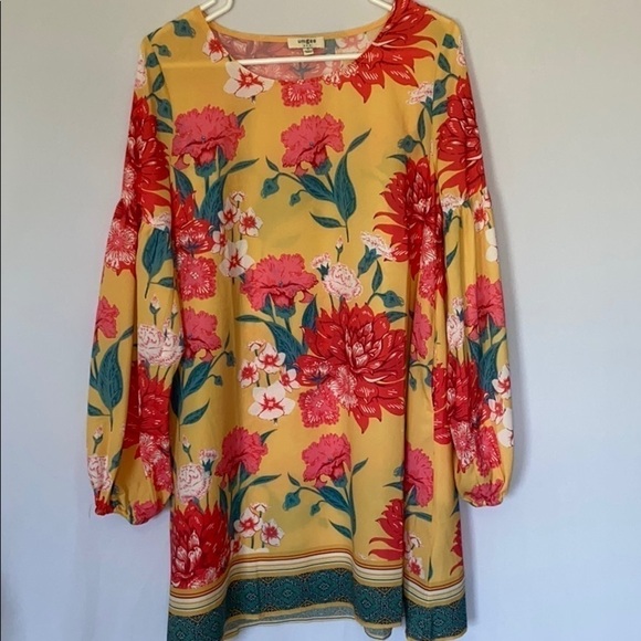 UMGEE Dress Size Small Oversized Floral Dress With Balloon Sleeves MIDI … - Picture 5 of 14